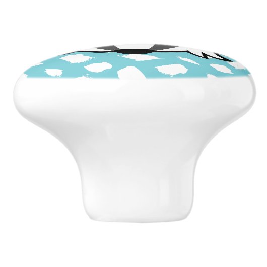 Badger - Blue & White Paint Dab Pattern Keramische Knop (Zijkant)