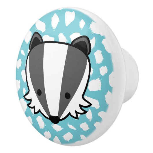 Badger - Blue & White Paint Dab Pattern Keramische Knop (Rechts)