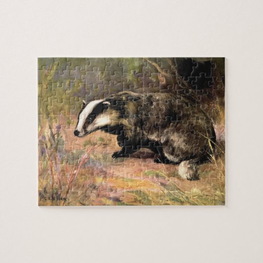 Badger by CE Swan, Poster Bosdieren Legpuzzel (Horizontaal)