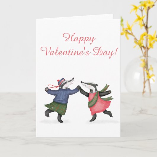 Badger ceilidh Valentijns kaart (Gele Bloem)