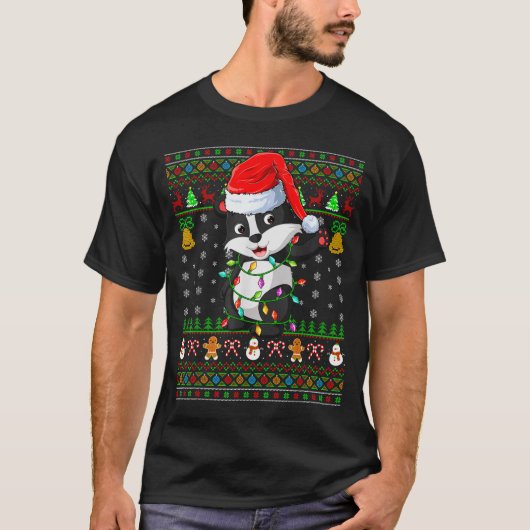 Badger Christmas Lights Funny Santa Ugly Sweaters  (Voorkant)