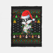 Badger Christmas Lights Funny Santa Ugly Sweaters Fleece Deken (Voorkant)