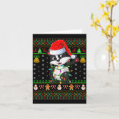 Badger Christmas Lights Funny Santa Ugly Sweaters Kaart (Gele Bloem)
