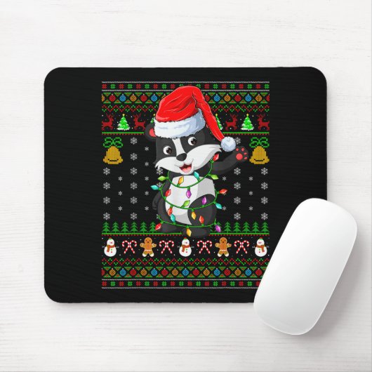 Badger Christmas Lights Funny Santa Ugly Sweaters Muismat (Met muis)