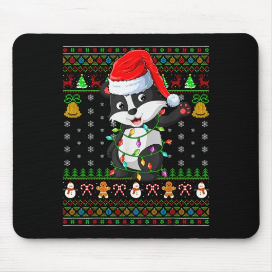 Badger Christmas Lights Funny Santa Ugly Sweaters  Muismat (Voorkant)
