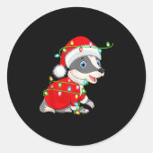 Badger Christmas Lights Santa Costume Cute Animal  Ronde Sticker (Voorkant)