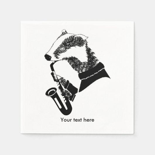 Badger die een saxofoon speelt servet (Voorkant)