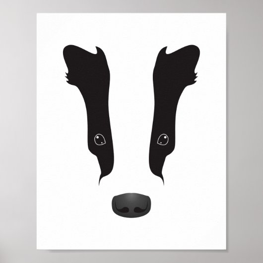 Badger Face Silhouette Poster (Voorkant)