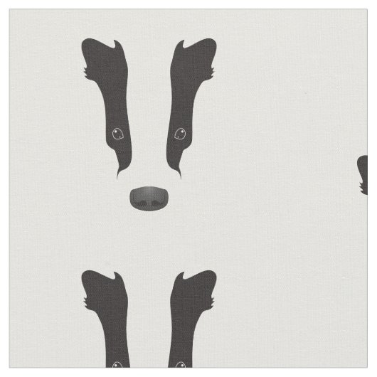 Badger Face Silhouette Stof (Close Up)