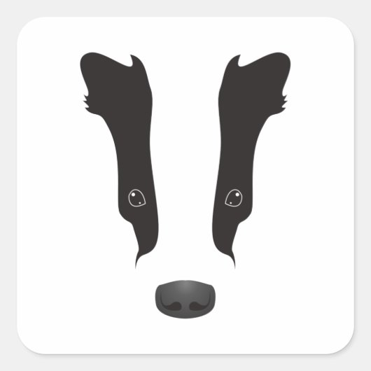 Badger Face Silhouette Vierkante Sticker (Voorkant)