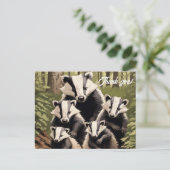 Badger familie in bosrijke omgeving Dank U Briefkaart (Staand voorkant)