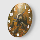 Badger family in autumn woods grote klok (Hoek)