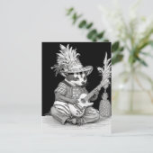 Badger gitaar spelen met ananas verjaardag briefkaart (Staand voorkant)