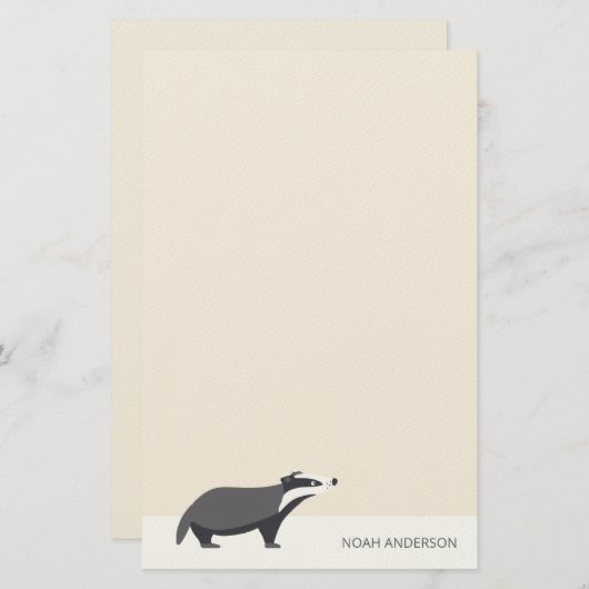 Badger houtland dier kinder briefpapier (Voorkant / Achterkant)