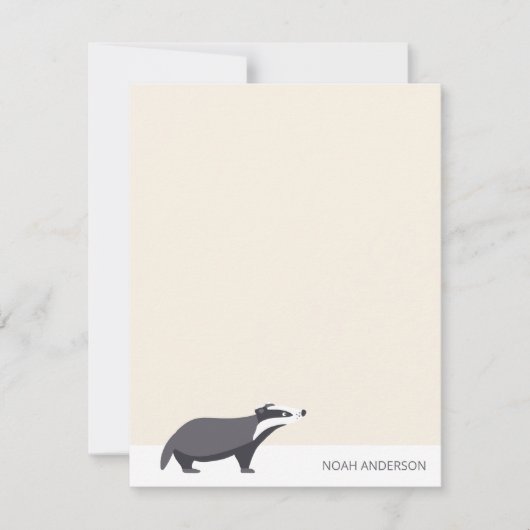Badger houtland dier kinder briefpapier notitiekaartje (Voorkant)