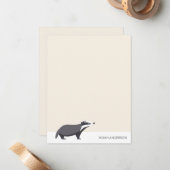 Badger houtland dier kinder briefpapier notitiekaartje (Voorkant / Achterkant in situ)