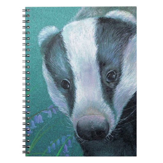 Badger in bluebell bossen beeldende kunst notitieb notitieboek (Voorkant)