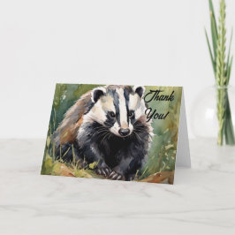 Badger in bosrijke omgeving bedankkaart