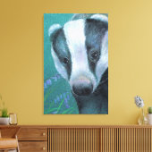 Badger in de blaubeldoek van bossen canvas afdruk (Insitu (Woonkamer))