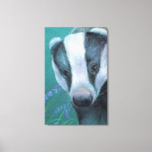 Badger in de blaubeldoek van bossen canvas afdruk (Voorkant)