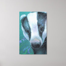 Badger in de blaubeldoek van bossen canvas afdruk