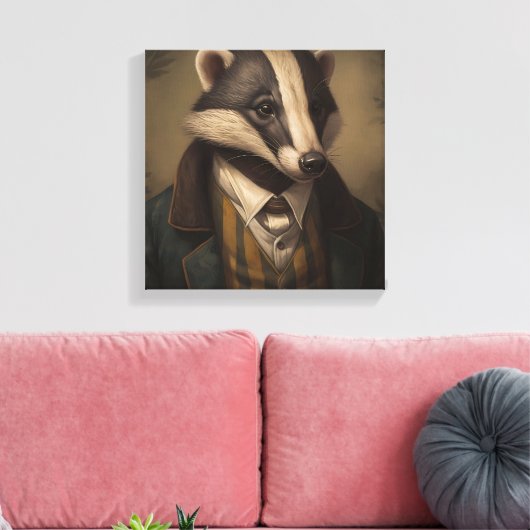 Badger in een pak | Dierenkunst | Dier in een pak Canvas Afdruk (Insitu (Woonkamer))
