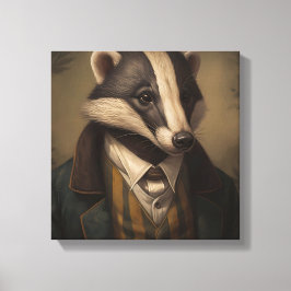 Badger in een pak | Dierenkunst | Dier in een pak Canvas Afdruk