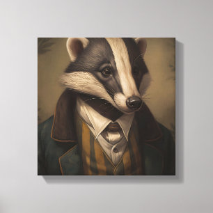 Badger in een pak   Dierenkunst   Dier in een pak Canvas Afdruk
