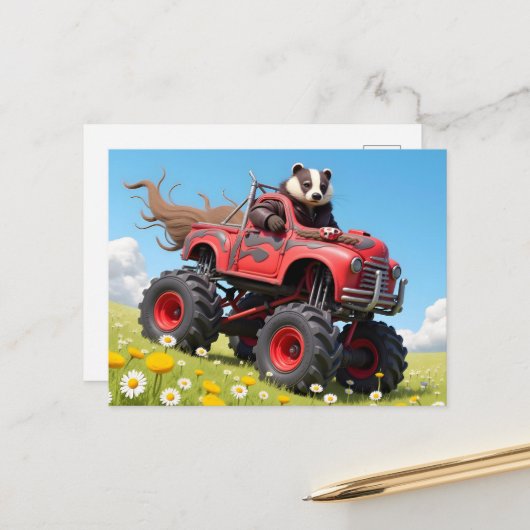 Badger in een vrachtwagen briefkaart (Voorkant / Achterkant in situ)