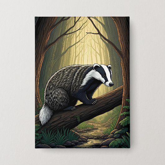 Badger in Enchanted Forest Button (Voorkant)
