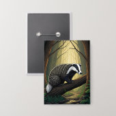 Badger in Enchanted Forest Button (Voorkant / Achterkant)