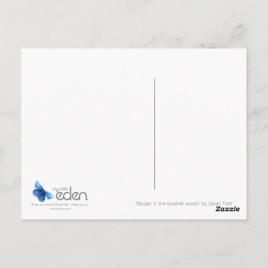 "Badger in het briefkaart van de bossen van bluebe (Achterkant)