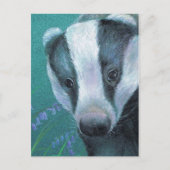 "Badger in het briefkaart van de bossen van bluebe (Voorkant)