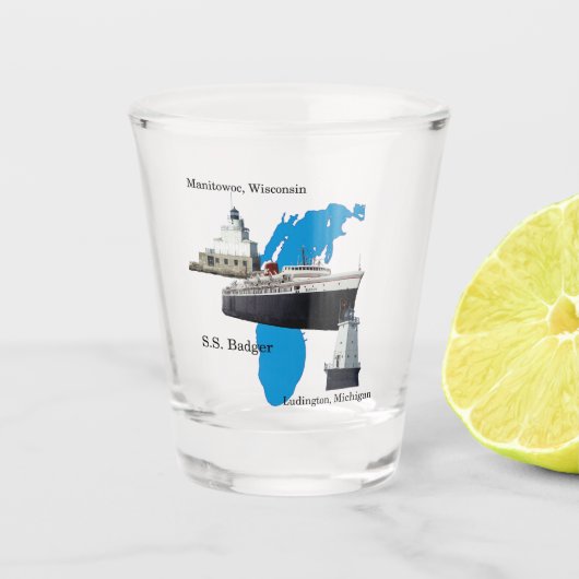 Badger Lake Michigan shot glas (Voorkant)