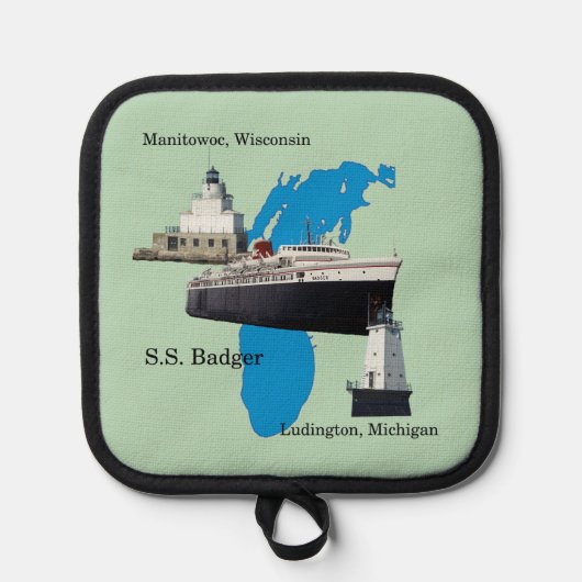 Badger Lake Michigan veranderlijke achtergrondkleu Pannenlap (Voorkant)