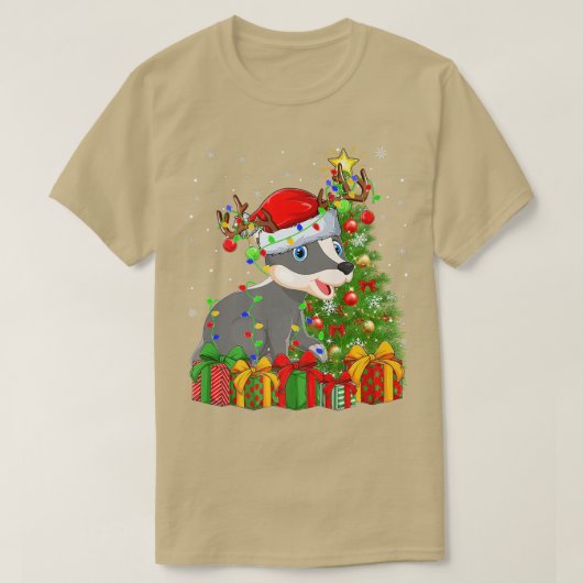 Badger Lighting Xmas - kerstboom - kerstman T-shirt (Design voorkant)