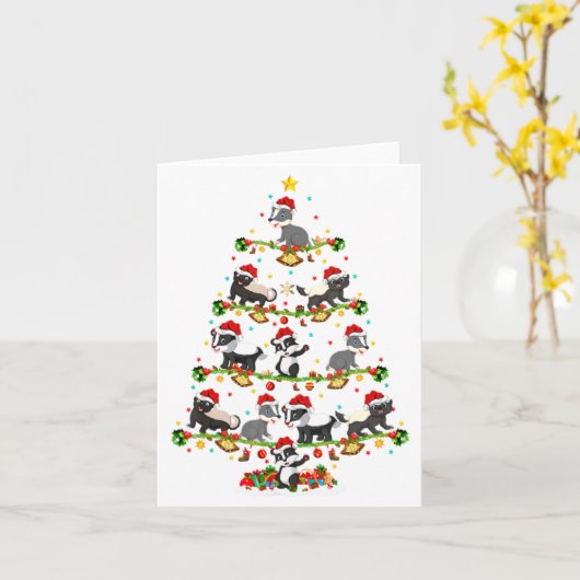 Badger Lights Xmas Santa Badger Christmas Tree  Kaart (Gele Bloem)