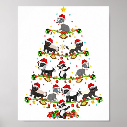 Badger Lights Xmas Santa Badger Christmas Tree Poster (Voorkant)