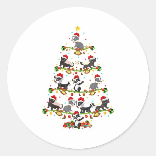 Badger Lights Xmas Santa Badger Christmas Tree  Ronde Sticker (Voorkant)