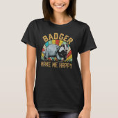 Badger maakt me Happy 70s Ratel Honey Badger T-shirt (Voorkant)