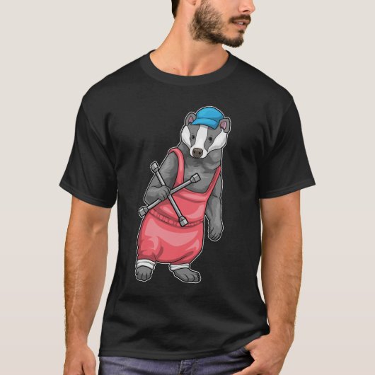 Badger Mechanic Wiel moer moersleutel T-shirt (Voorkant)