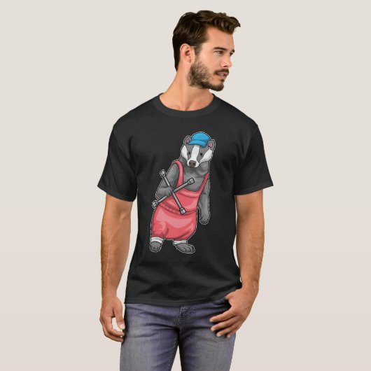 Badger Mechanic Wiel moer moersleutel T-shirt (Voorkant volledig)
