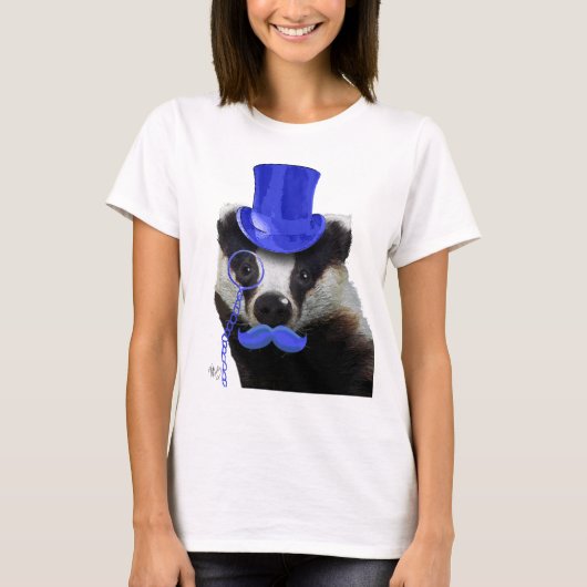 Badger met Blue Top Hat en Mustache (Voorkant)