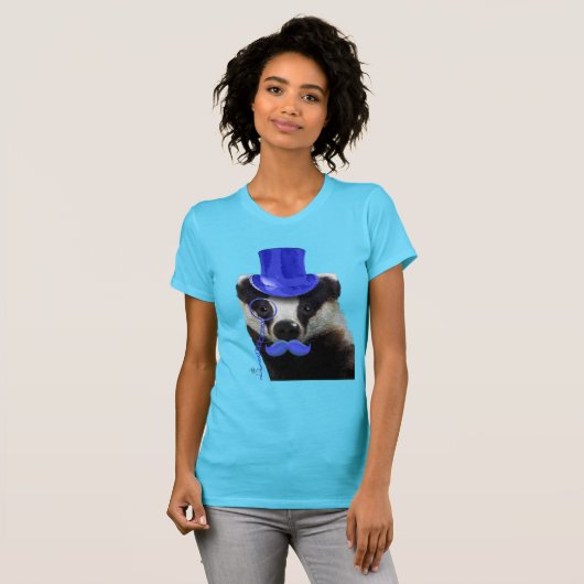 Badger met Blue Top Hat en Mustache (Voorkant volledig)