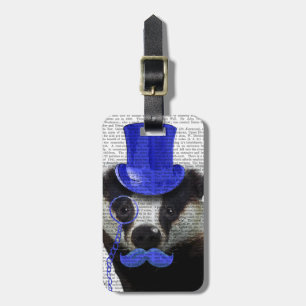 Badger met Blue Top Hat en Mustache Bagagelabel