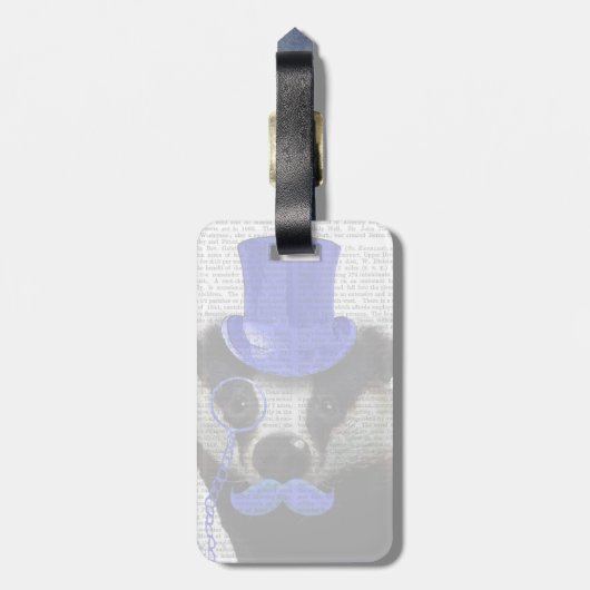Badger met Blue Top Hat en Mustache Bagagelabel (Achterkant verticaal)