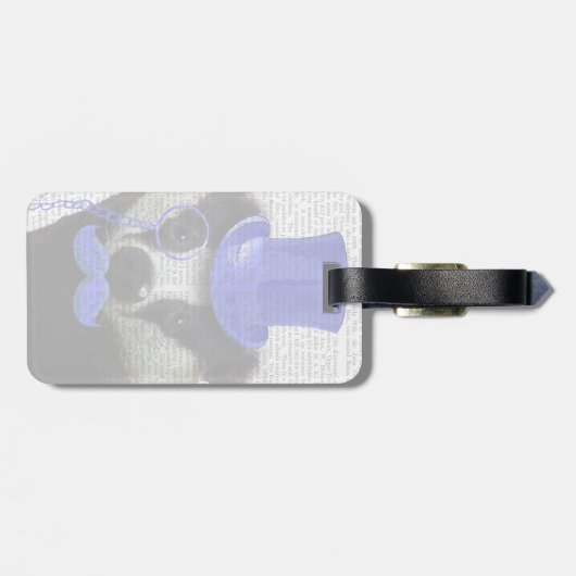 Badger met Blue Top Hat en Mustache Bagagelabel (Achterkant horizontaal)