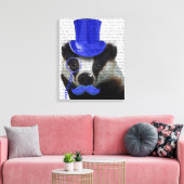 Badger met Blue Top Hat en Mustache Canvas Afdruk (Insitu (Woonkamer))