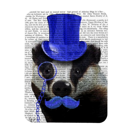 Badger met Blue Top Hat en Mustache Magneet (Verticaal)