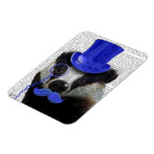 Badger met Blue Top Hat en Mustache Magneet (Linkerzijde)